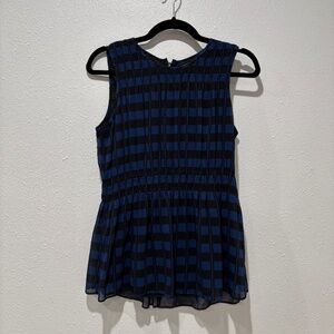 Club Monaco Women's Blue/Black Striped Sleeveless Top